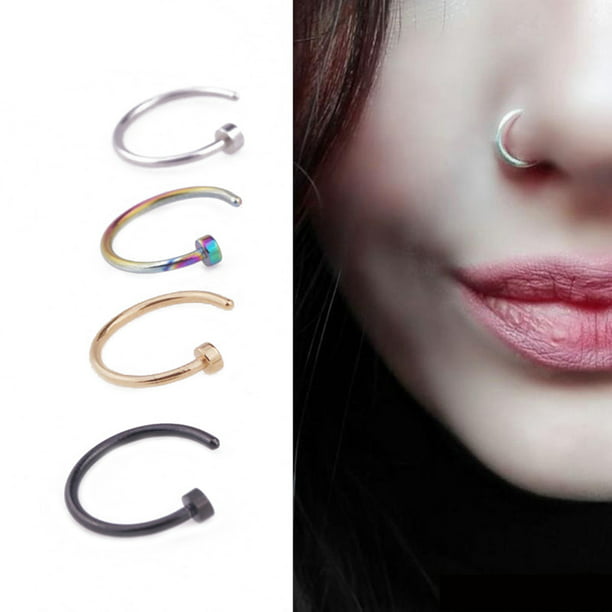 Punk Zircon Nose Stud Surgical Steel Nose Ring Lip Rings Body Piercing Jewelry